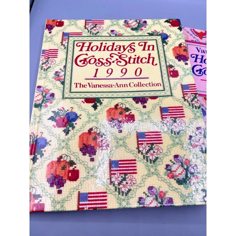 Vanessa-Ann Collection Holidays In Cross-Stitch 1990 1991 Hardcover Book Set 2pc